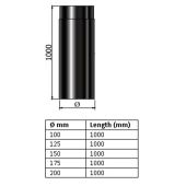 125mm 1000mm length Vit Smooth Black pipe 