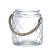 Small Lattice Glass Lantern with Rope