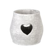 Large clay Amara Tealight holder with heart cut-out