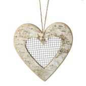 Large Natural Birch hanging decoration with mesh centre