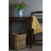 Willow Direct Small Square Grey Rattan Log Basket 1