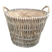 Grey round log basket with liner