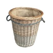 Tall Deluxe Willow Log Basket with Hessian Lining