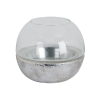 Large Metallic Ceramic  & Glass Spherical Lantern
