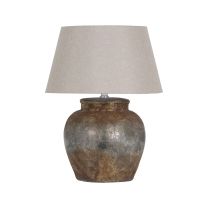 Hill Interiors Castello rustic stone effect ceramic base table lamp with shade