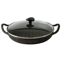 Pre-seasoned cast iron round grill pan