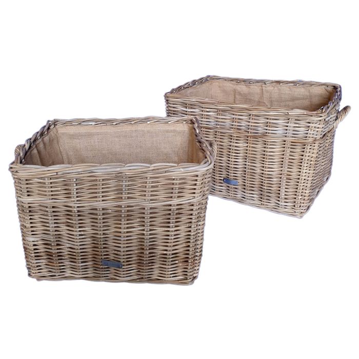 RT Small Grey Oblong Log Basket with Jute Liners