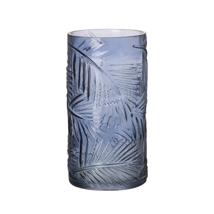 Parlane Leafprint Blue Glass Vase