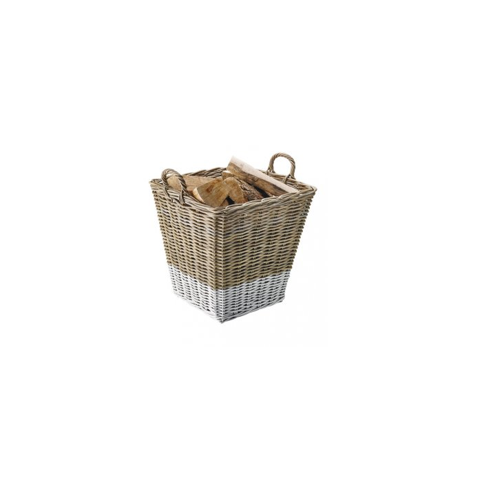 dixneuf Archipel Rattan Log Basket - White & Natural