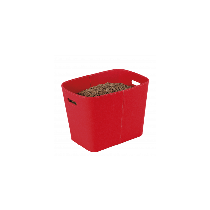 Dixneuf Red storage basket for logs.