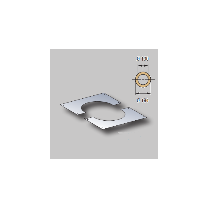 Poujoulat Galvanised Square Adjustable Wall/Ceiling Plate 130mm
