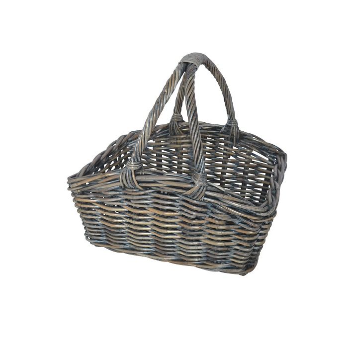 Rectangle Rattan basket with hoop handles