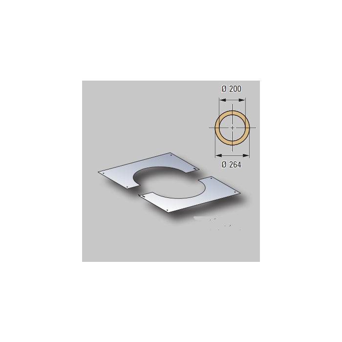 Poujoulat Galvanised Square Adjustable Wall/Ceiling Plate 200mm