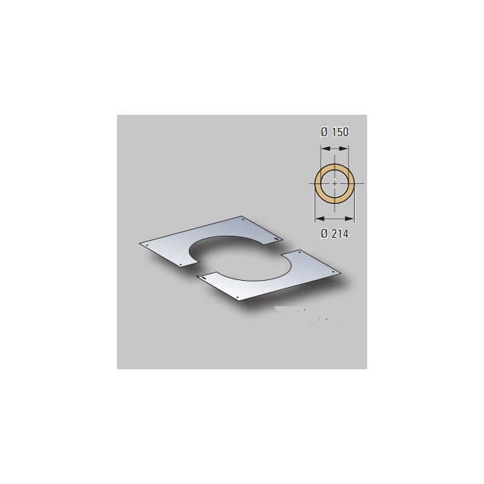 Poujoulat Galvanised Square Adjustable Wall/Ceiling Plate 150mm