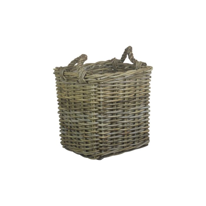 Willow Direct Small Square Grey Rattan Log Basket 1