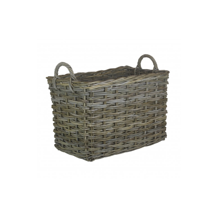 Large Rectangular Grey Log Basket